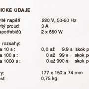 VIPONEL electronic - technické údaje a spínací časy.